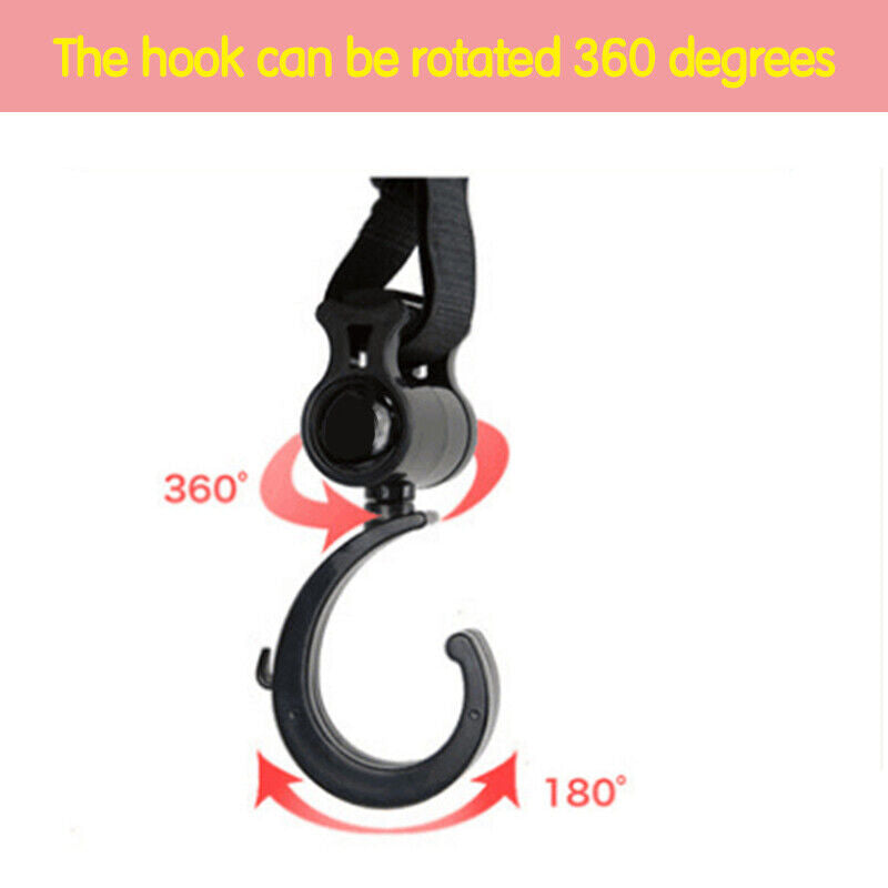 2Pcs/Lot Baby Hanger Bag Stroller Hooks Pram Rotate 360 Cart Hook Accessories